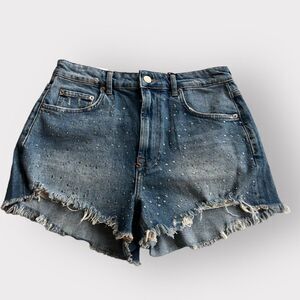 Zara The Cut Off Studded Jean Shorts